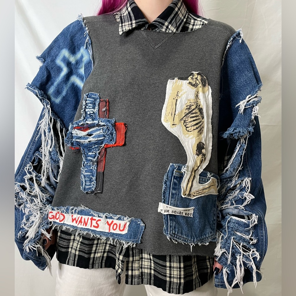 Custom 1 of 1 Handmade Faith-Based “God Wants You” Crewneck